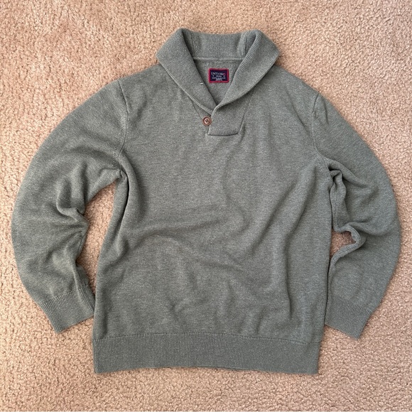 UNTUCKit Men's Sweater Size M Shawl Neck Green Merino Wool/Cotton Pullover Knit - Picture 1 of 7